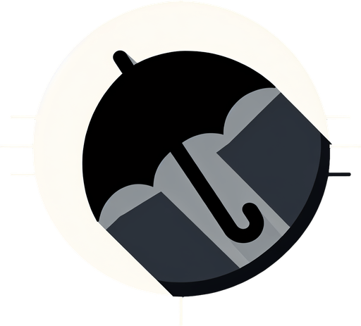 small black umbrella.
Single Game Texture. In-Game asset. 2d. Blank background. High contrast. No shadows.