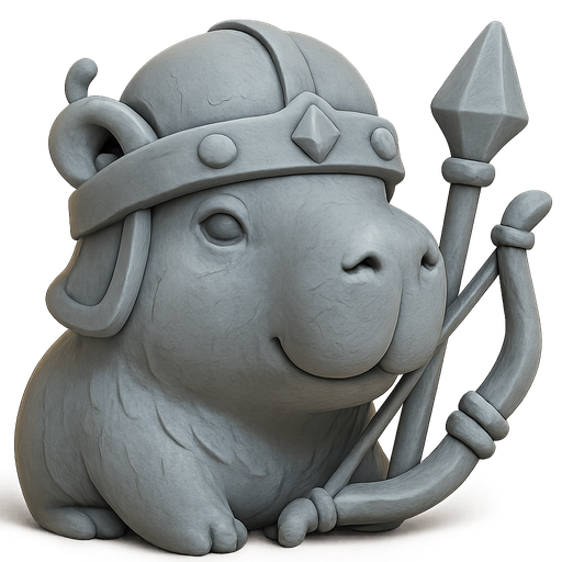 Recrealo en una escultura. Utiliza un estilo cartoon. Usas colores grises azulados. Recuerda que es un capibara usas sus rasgos y formas. Damelo sin fondo