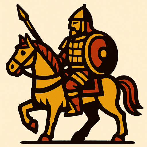 Atlı savaşçı asker.
In-Game asset.  2d.  High contrast.  No shadows