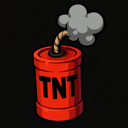 Big TNT firecracker that is a dud with smoke wafting out of the fuse hole.
In-Game asset.  2d.  High contrast.  No shadows. Cartoon style. 3D image