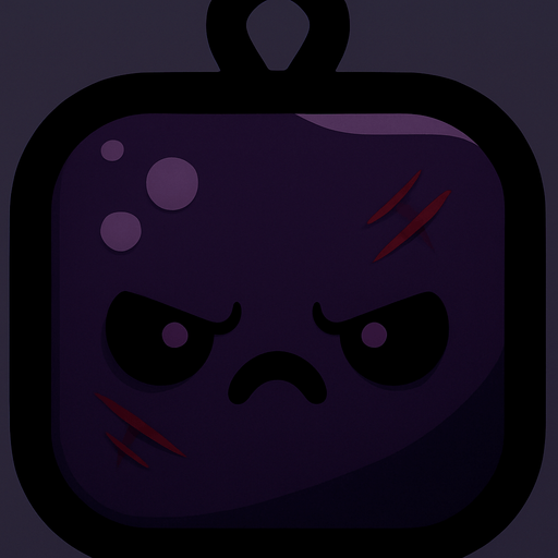 Bunun herşeyini aynı yap sadece rengini koyu siyah ve mor yap surat ifadesi de kızgın ve yüzünde küçük sıyrık ve kesikler olsun