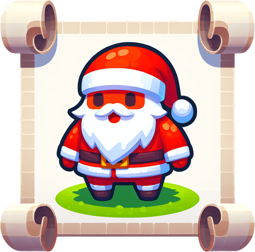 Санта Single Game Texture. In-Game asset. 2d. Blank background. High contrast. No shadows.