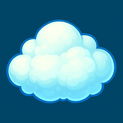 Pofuduk yumuşacık bulut.
In-Game asset.  2d.  High contrast.  No shadows