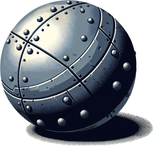 pixel art metal orb with rivets.
Single Game Texture. In-Game asset. 2d. Blank background. High contrast. No shadows.