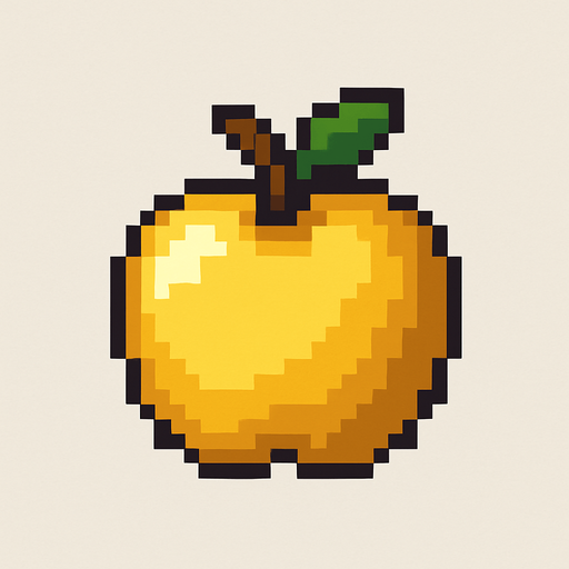 Make me a gold apple 2d pixel.
In-Game asset.  2d.  High contrast.  No shadows
