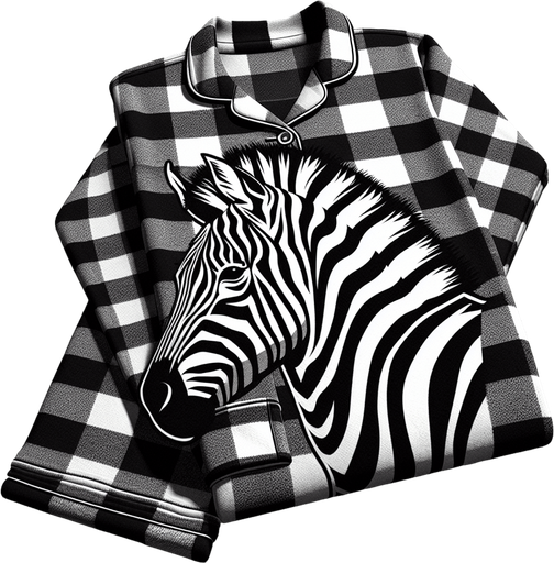 flannel zebra pyjamas.
Single Game Texture.  In-Game asset.  2d.  Blank background.  High contrast.  No shadows