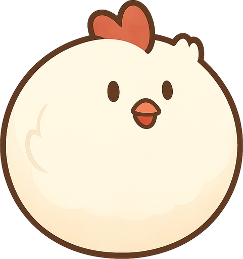 white ball chicken. No background. Transparent background. Blank background. No shadows. 2d. In-Game asset. flat