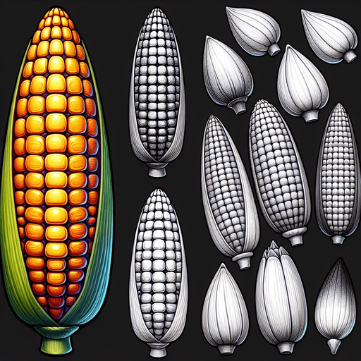 A corn seed..
Single Game Texture. In-Game asset. 2d. Blank background. High contrast. No shadows.