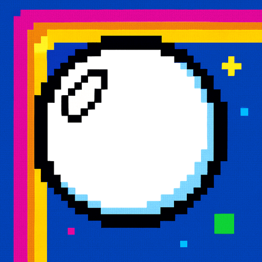 A white bubble. 80s arcade machine graphics..
In-Game asset.  2d.  High contrast.  No shadows