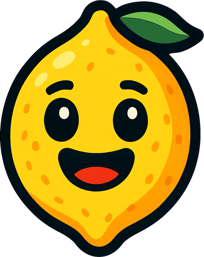 Lemon with face.
In-Game asset.  2d.  High contrast.  No shadows