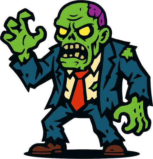 Zombie boss.
In-Game asset.  2d.  High contrast.  No shadows