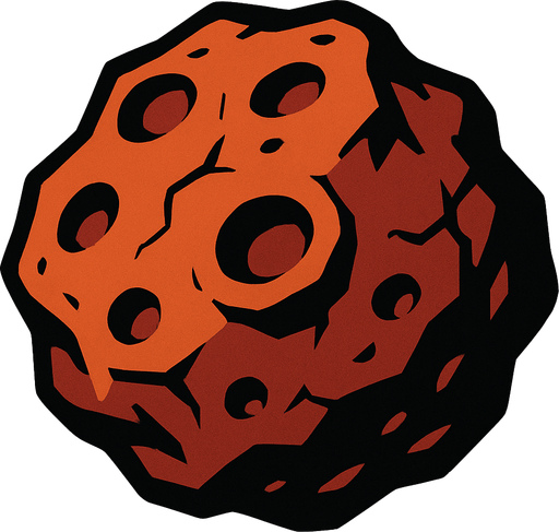 asteroid.
In-Game asset.  2d.  High contrast.  No shadows