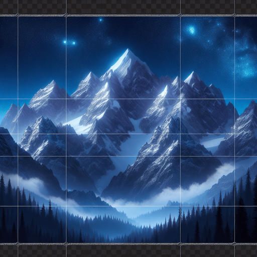 Background mountains, nighttime, snow topped
Single Game Texture. In-Game asset. 2d. Blank background. High contrast. No shadows.