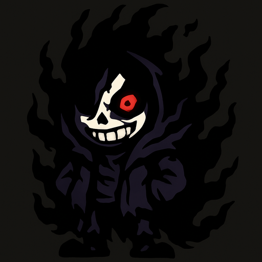 Sans consumido por la oscuridad misma sans oscuro y maligno.
In-Game asset.  2d.  High contrast.  No shadows