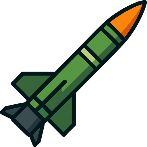 A surface-to-air (SAM) missile..
In-Game asset.  2d.  High contrast.  No shadows