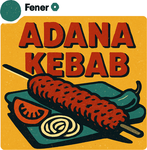 Fener adlı mavi tikli bir twitter sayfasının adana kebab paylaştığı bir görsel oluştur . retro temada olsun !.
In-Game asset.  2d.  High contrast.  No shadows