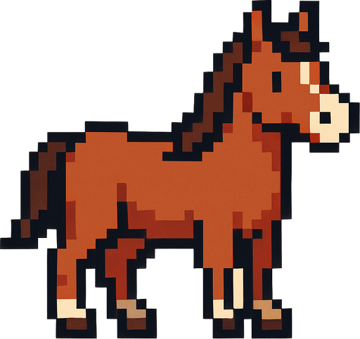 Horse pixel.
In-Game asset.  2d.  High contrast.  No shadows