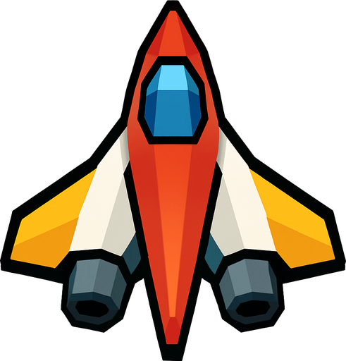 give me a low polly spaceship..
In-Game asset.  2d.  High contrast.  No shadows