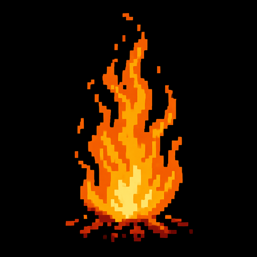 Ateş 🔥 dark souls style 2d pixel art.
In-Game asset.  2d.  High contrast.  No shadows