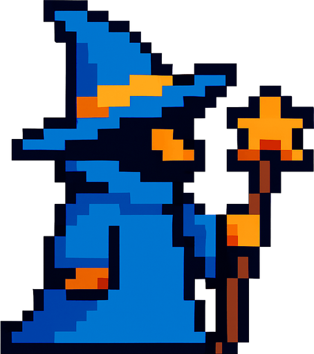 mago pixel art
In-Game asset.  2d.  High contrast.  No shadows