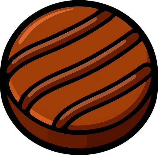 round chocolate.
In-Game asset.  2d.  High contrast.  No shadows