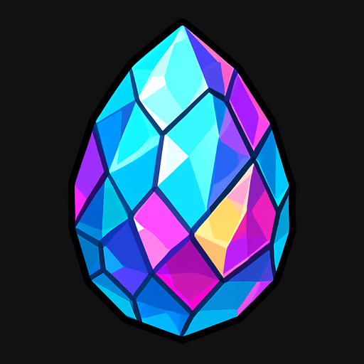 A Crystal-like egg.
In-Game asset.  2d.  High contrast.  No shadows