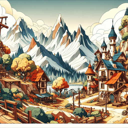 Epic background of a grinch village in the mountains, cartoon Single Game Texture. In-Game asset. 2d. Blank background. High contrast. No shadows.