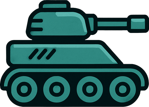 düz tank tekerlekleri olan iki parçalı tank.
In-Game asset.  2d.  High contrast.  No shadows