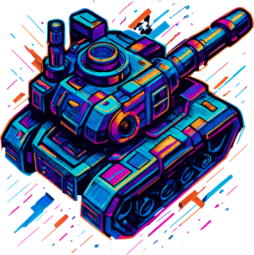 tank upper head part only without the tank. seen from above. with cyberpunk style mixed by abstracts. HD colors. seen from upper side of the tank
In-Game asset.  2d.  High contrast.  No shadows