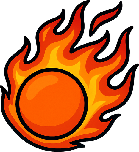 bola de fuego.
In-Game asset.  2d.  High contrast.  No shadows