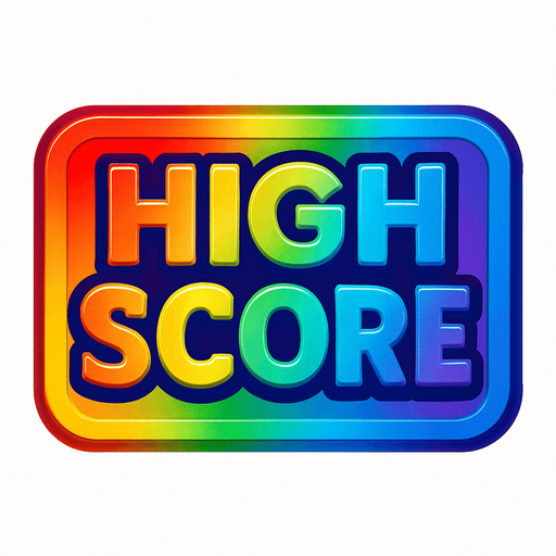 'HighScore' future buttons. rainbow colors. HD colors.
In-Game asset.  2d.  High contrast.  No shadows
