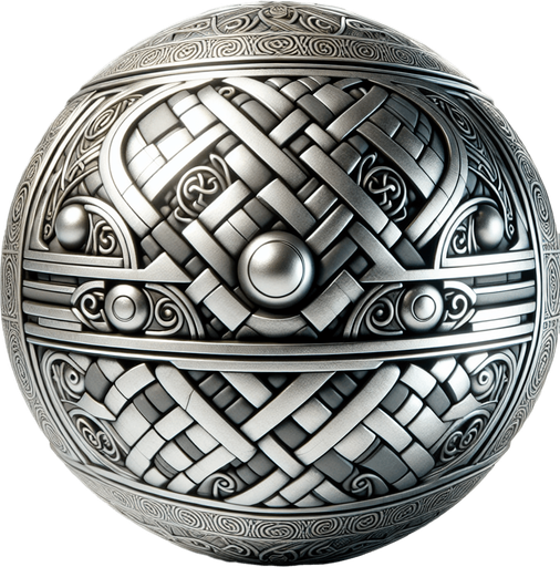 silver milenium ancient ball pattern.
Single Game Texture.  In-Game asset.  2d.  Blank background.  High contrast.  No shadows