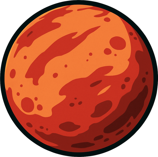 mars gezegeni.
In-Game asset.  2d.  High contrast.  No shadows