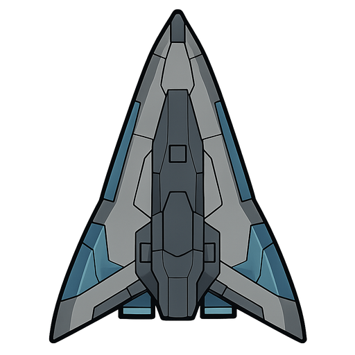 a cool ship. No background. Transparent background. Blank background. No shadows. 2d. In-Game asset. flat