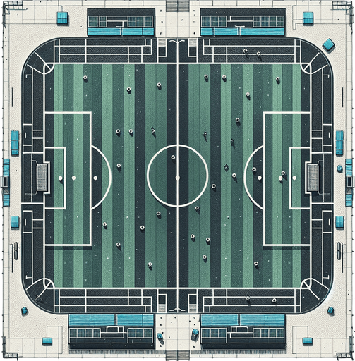 soccer field from the top.
Single Game Texture. In-Game asset. 2d. Blank background. High contrast. No shadows.