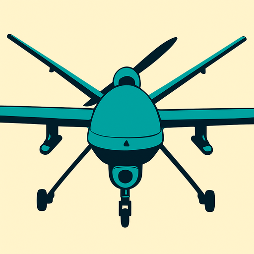 Overwiev of unmanned aircraft coming to us.
2d.  High contrast.  No shadows