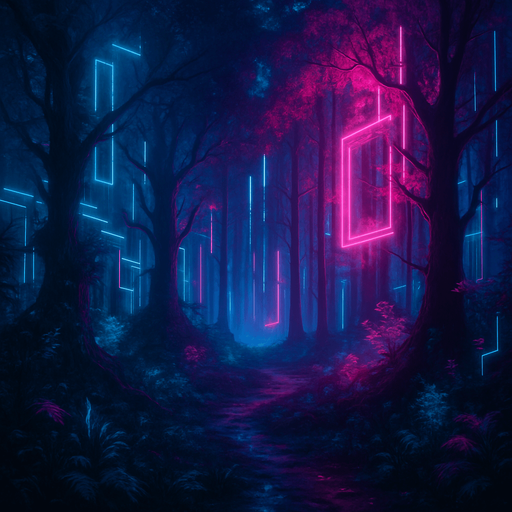 Cyberpunk forest background image large