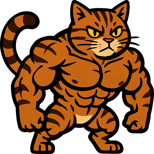 kaslı tekir kedisi.
In-Game asset.  2d.  High contrast.  No shadows