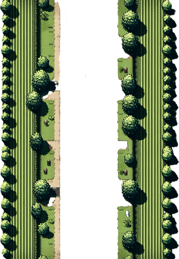 1. **Description Précise** : Je souhaite une représentation d'une route composée uniquement de l'asphalte, sans les éléments habituels qui délimitent les côtés de la route, tels que les trottoirs, les bordures, ou les lignes de démarcation latérales.

2. **Couleur et Texture** : Je souhaite que cette route soit de couleur noire. La texture est celle du goudron.

3. **Éléments de la Route** : Il n'y a pas de panneaux, juste un marquage centrale réglementaire blanc de délimitation entre le cote droit et le cote gauche. Il y a aussi 
 les marquages latéraux composés d'une ligne continue blanche réglementaire.

4. **Perspective et Dimension** : Je souhaite une vue de dessus, pas de perspective en 3D, ni de  vue en angle. Le sens est vertical, c'est à dire qu'on parcours la route en partant du haut vers le bas de l'écran. La largeur est quatre fois moins grande que la hauteur. La largeur de la route en haute l'écran est la même que la largeur en bas de l'écran.

5. **Contexte et Environnement** : il s'agit d'une route de campagne seule. On la regarde d'en haut et on ne voit que la route. L'image de la route commence et fini au bord de la route sur les quatre cotes..
Single Game Texture. In-Game asset. 2d. Blank background. High contrast. No shadows.