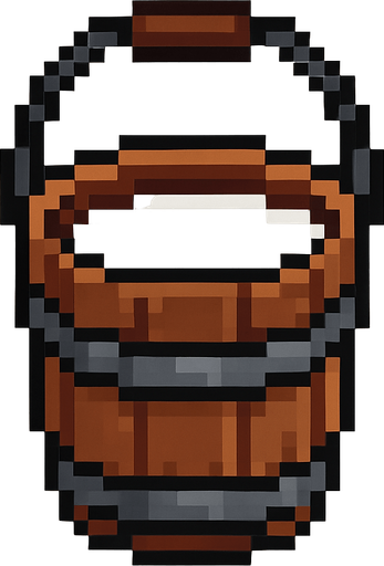 milk bucketi pixel art.
In-Game asset.  2d.  High contrast.  No shadows