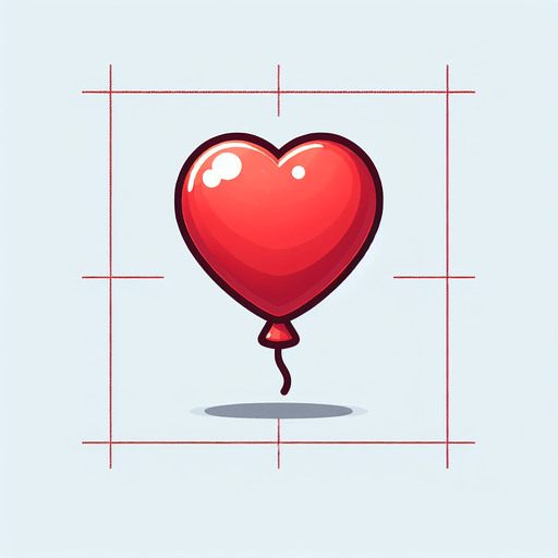 Red heart shaped balloon.
Single Game Texture.  In-Game asset.  2d.  Blank background.  High contrast.  No shadows