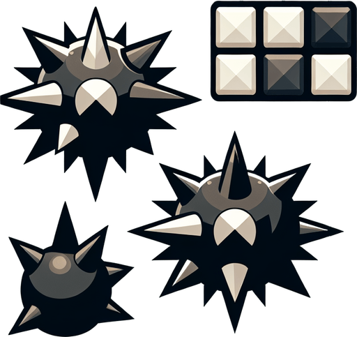 Spikes.
Single Game Texture. In-Game asset. 2d. Blank background. High contrast. No shadows.