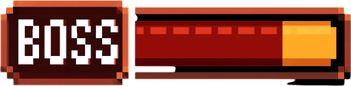Una barra de jefe final en juego pixel art.
In-Game asset.  2d.  High contrast.  No shadows