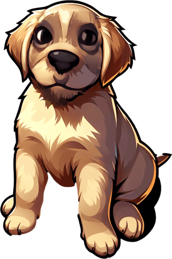 sad puppy. Single Game Texture. In-Game asset. 2d. High contrast.