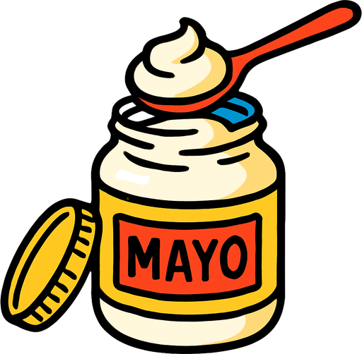 mayonnaise.
2d.  High contrast.  No shadows