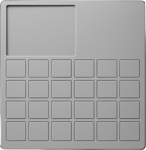 Sildigim yerleri slotsuz açik gri alanla doldur ust buyuk slot kare olsun yani alt alandaki slot sayisini artir 4x8 yap ve tum kareler esit olsun