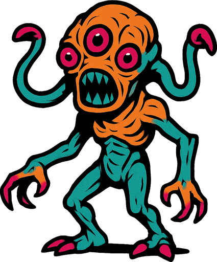 alien creature drawing.
In-Game asset.  2d.  High contrast.  No shadows