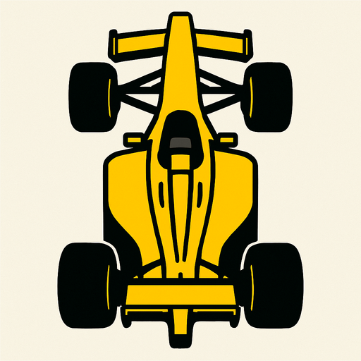 Yellow F1 from a bird's eye view..
In-Game asset.  2d.  High contrast.  No shadows