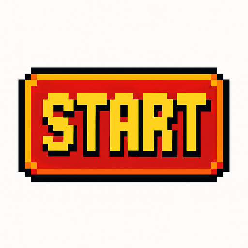 Start button, pixel art.
In-Game asset.  2d.  High contrast.  No shadows
