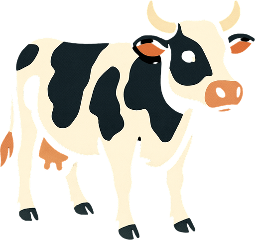 cow with black background.
In-Game asset.  2d.  High contrast.  No shadows